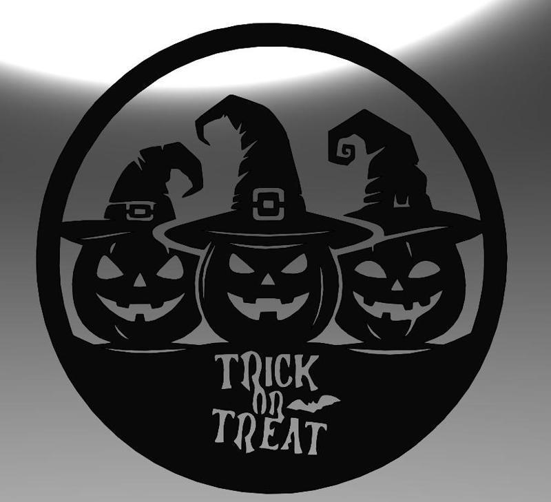 Halloween Line Art – 3 Witch Pumpkins with Trick or Treat Text