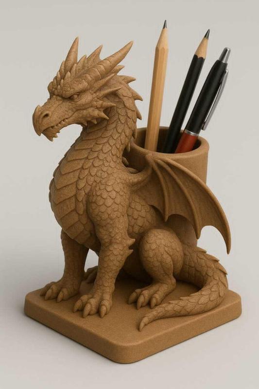 3D Dragon-Shaped Pen Holder – Mythical Desk Organizer STL