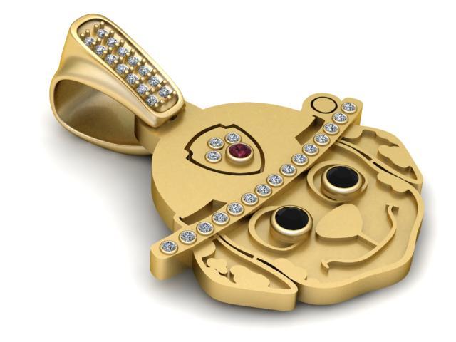 3D Printable Dog Medallion with Helmet