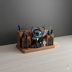 🖤 Stitch & Wednesday Desk Organizer - Gothic Style 🕸️