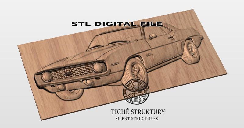 Chevrolet Camaro 1969 – Classic Muscle Car Bas Relief – 3D STL Model