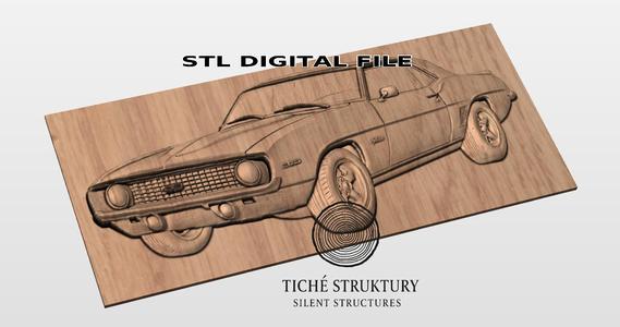 Chevrolet Camaro 1969 – Classic Muscle Car Bas Relief – 3D STL Model