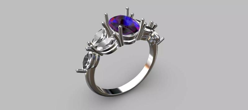 Navetes Oval Stone Ring