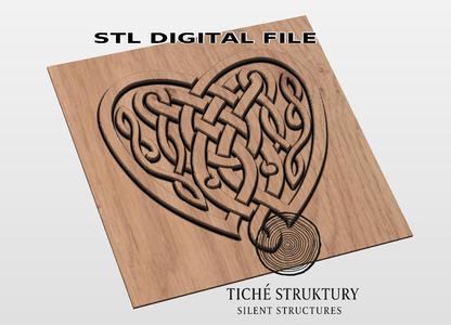 Celtic Heart – Knotwork Style – 3D STL Model