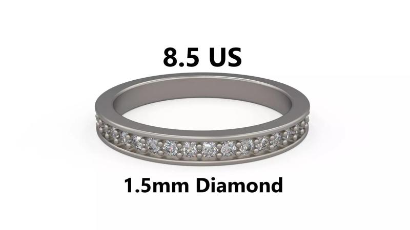 Model 1229 Eternity Band Ring 8 and half US Size 1pnt5mm Diamond