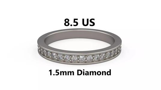Model 1229 Eternity Band Ring 8 and half US Size 1pnt5mm Diamond