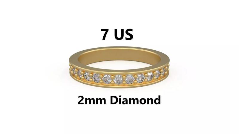 Model 1214 Eternity Diamond Band Ring 7 US Size 2mm Diamond