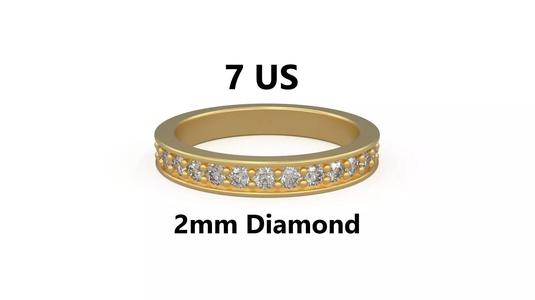 Model 1214 Eternity Diamond Band Ring 7 US Size 2mm Diamond