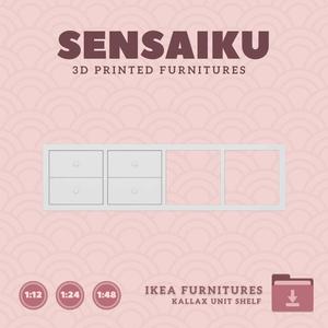 Miniature Replica KALLAX Shelf Unit V7 with 4 Drawers for Miniature Dollhouse - IKEA (1:12,24,48) - 3D Print Instant Download