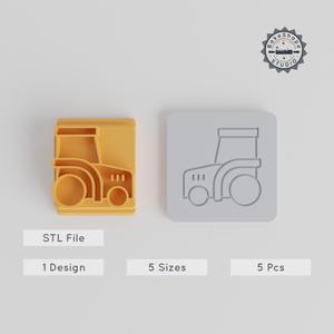 Tractor Stamp Tile Set, 5 Sizes, Farm Vehicle Motif, Perfect for Clay, Cookies & Fondant, Thanksgiving, Rural Celebration
