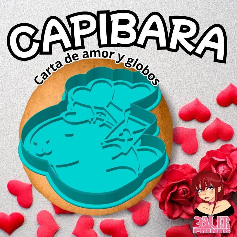 Capibara Valentine's Day Love letter and balloons
