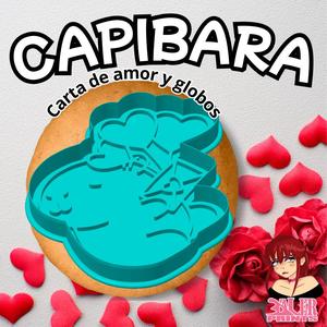 Capibara Valentine's Day Love letter and balloons