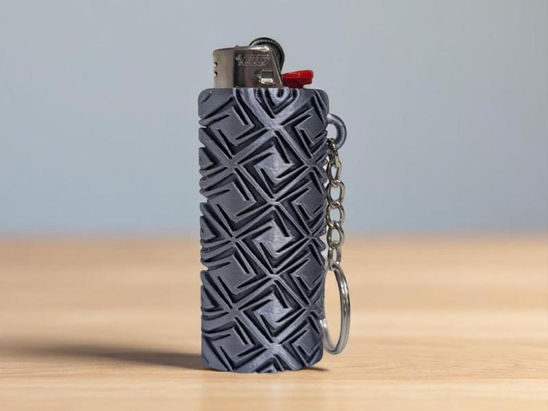 Geometric Lighter Case Keychain