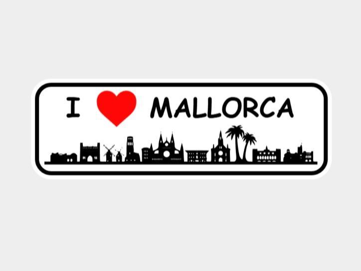 Mallorca Skyline - "I LOVE" style plaque