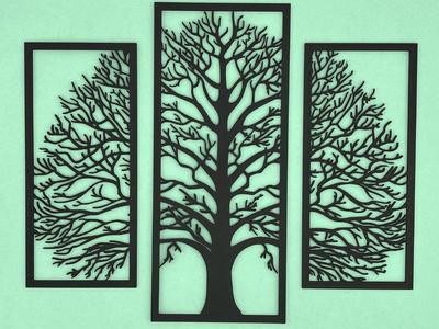 Triptyc Tree of Life Tri Panel Wall Art Trio