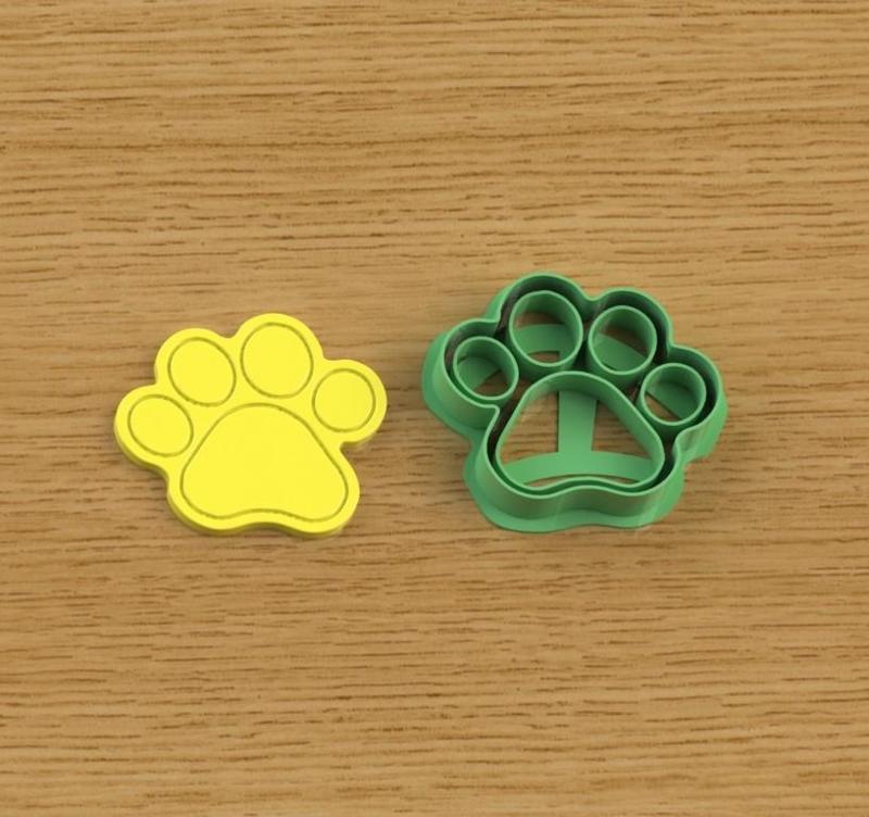 Paw cookies, sugar paste, polymer clay cutter