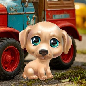 Puppy by the tractor