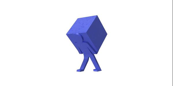 Little man carrying his box