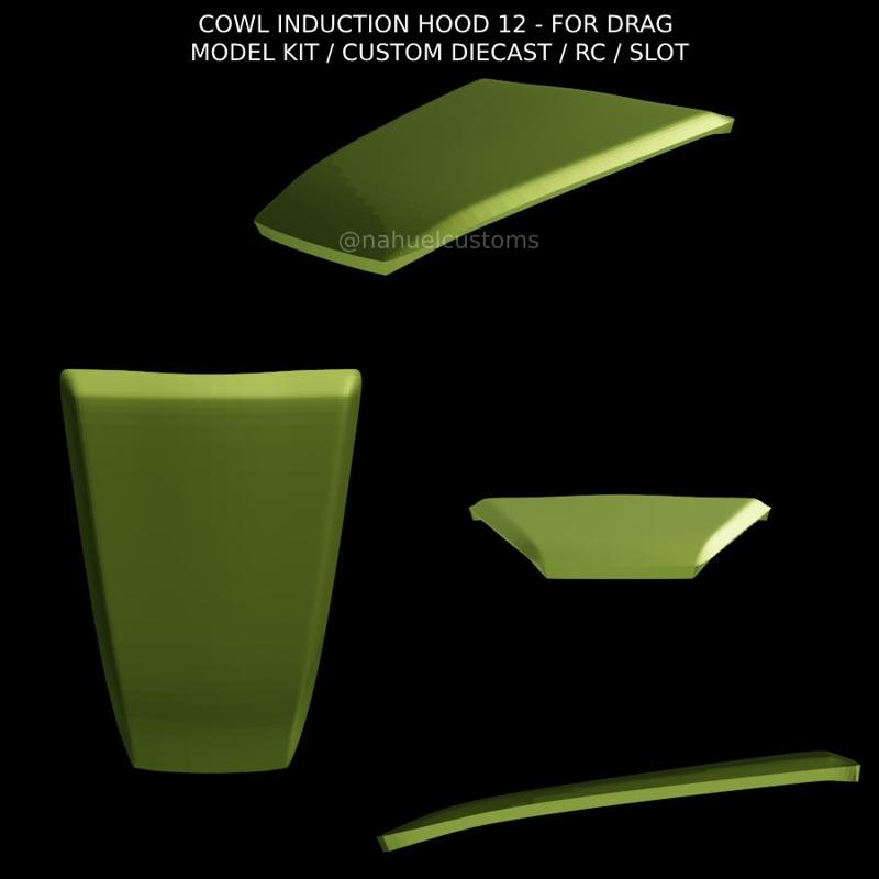 COWL INDUCTION HOOD 12 - FOR DRAG MODEL KIT / CUSTOM DIECAST / RC / SLOT