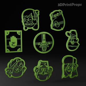Gravity Falls Cookie Cutters : Bill Cipher, Mabel, Waddles, Wendy, Dipper, Book, Soos, Stanley