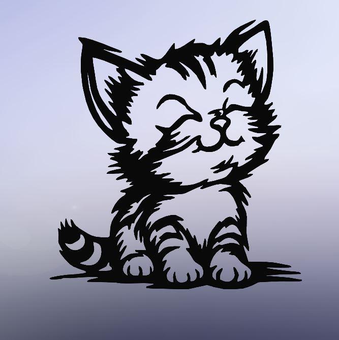 Playful Kitten: Cute Line Art Illustration