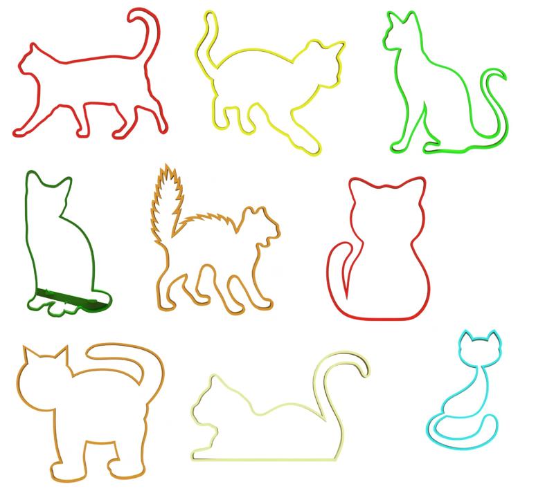 Simple cat shaped cookie cutters pack