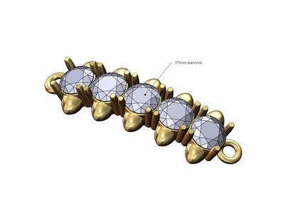 Spiked 5mm diamond pendant bracelet tag charm 3D print model