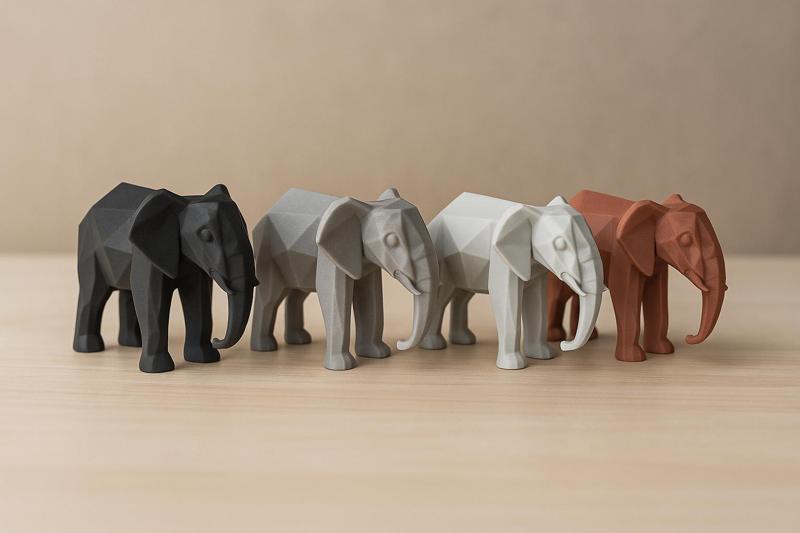 Low Poly Elephant Figurine - 3D Printable Animal Sculpture