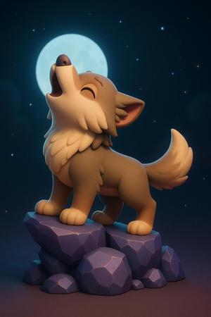 Adorable Howling Wolf Cub – Moonlight Edition