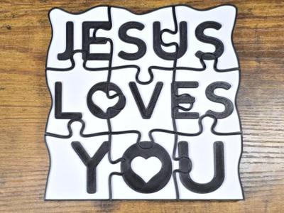 Jesus Loves Youed Puzzle – Curved Connections