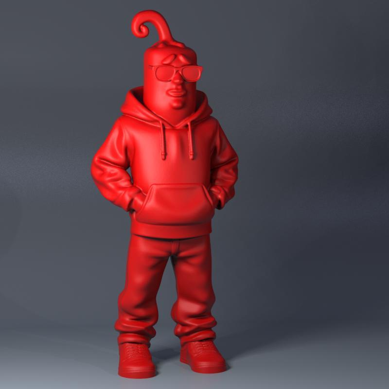 Pepper Man STL – Urban Hoodie Style Figurine with Hands in Pockets