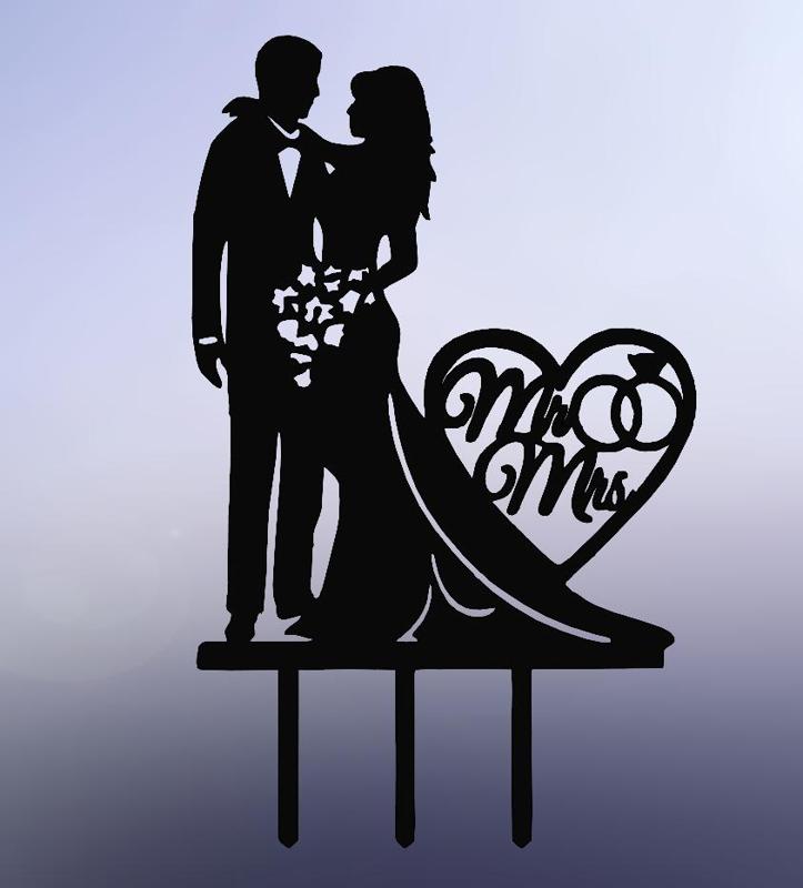 Bride and Groom Cake Topper: Line Art for Weddings