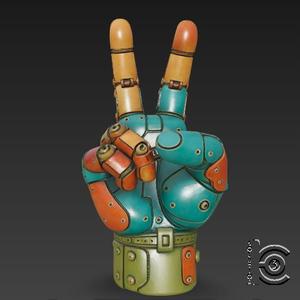 Peace Bot Hand - Stylized Wall Hook