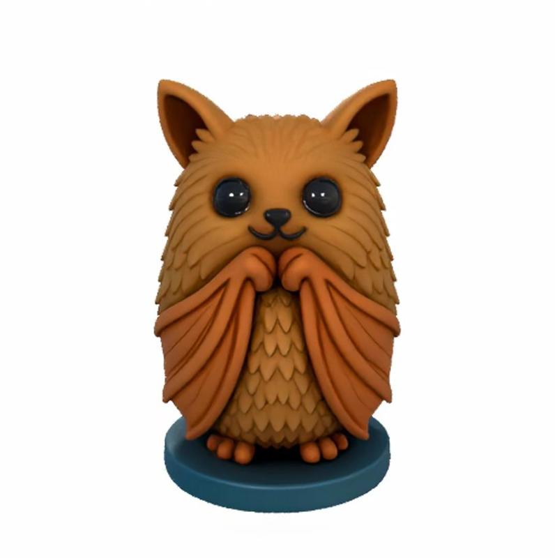 Fluffy Bat Hug - Cute Bat Figurine for 3D Printing