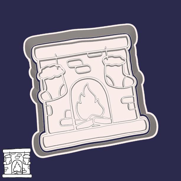 Christmas | New Year cookie cutters - christmas fireplace (style 1)