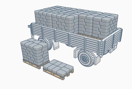 Pallet with cement bag 1:32, 1:22.5, 1:45, 1:87 1:120 PLA / ABS / SLA