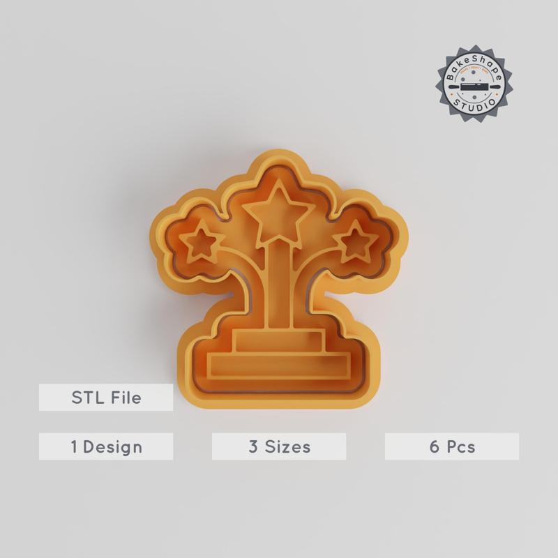 Star Shape Cutter & Stamp Set, Cookie & Fondant Decoration, Small Medium Large, 6-Piece Festive Holiday Ornament Bundle PRODUCT_4964