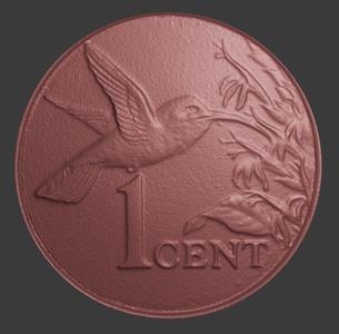 Trinidad and Tobago, One Cent, Number Side