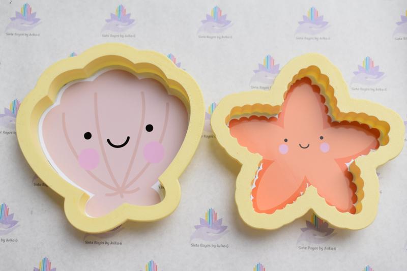 set Kawaii Sea / 2 cookie cutters / Sea Star and Sea Shell
