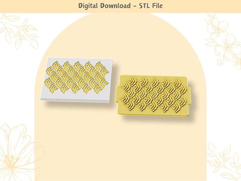 Cloud Asian Curly Pattern Texture Mat | STL File | Clay Embossing Stamp | Unique Pattern | Polymer Clay Earrings | Clay Tools