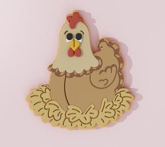 🐔 Chicken in Nest Cookie Cutter & Stamp Set – Farmyard Cozy Style 🪺🌾
