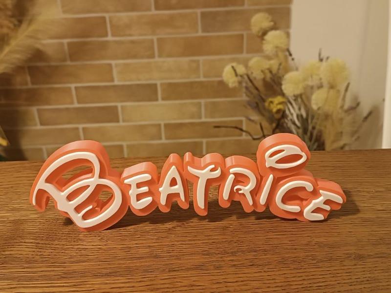Beatrice Name Sign Kids Room 3D decor