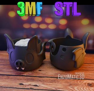 Bat shaped bowl - crochet crochet bowl - 3mf pre-painted - STL for 3D printer
