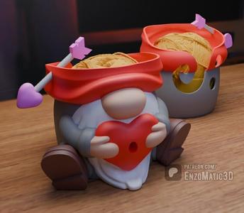 valentine's day gnome bowl, heart of love - crochet bowl - 3MF - STL
