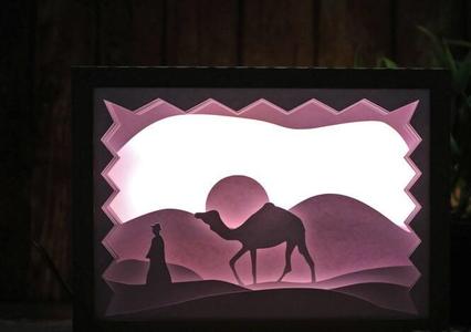 Camel in Desert light box 