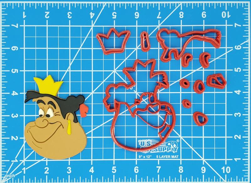 Red Queen Alice in Wonderland Multipiece Fondant Cookie Cutter Set Multiple Sizes