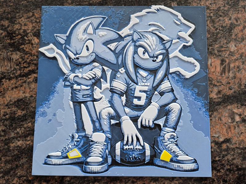 Detroit Lions Sonic and Knuckles w/ Shoe color-HF