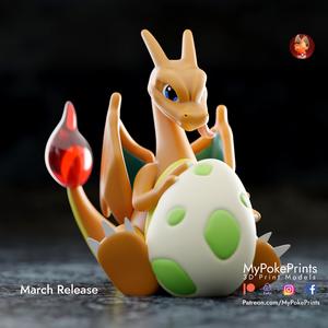 Charizard with egg- cute presupported model