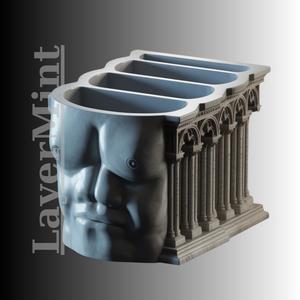 Gothic Architectural Face Desk Organizer | STL 3D Printable Sculpture Pen Holder Model