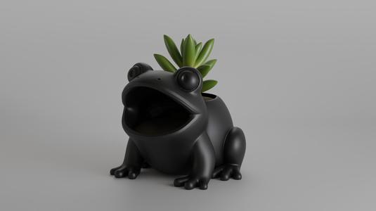 Printable STL Frog Planter with Open Mouth – Cute Dual Function Animal Pot for Succulents and Desk Use – Fun 3D Model for Home Decor